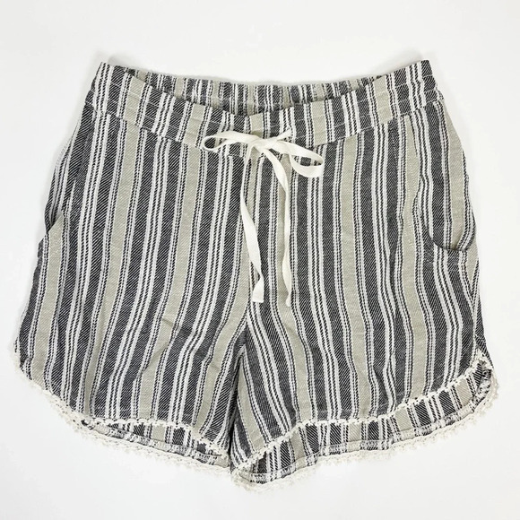 NEW Caslon Shorts Womens Size XS Multicolor Striped Linen Blend Drawstring - Picture 1 of 9